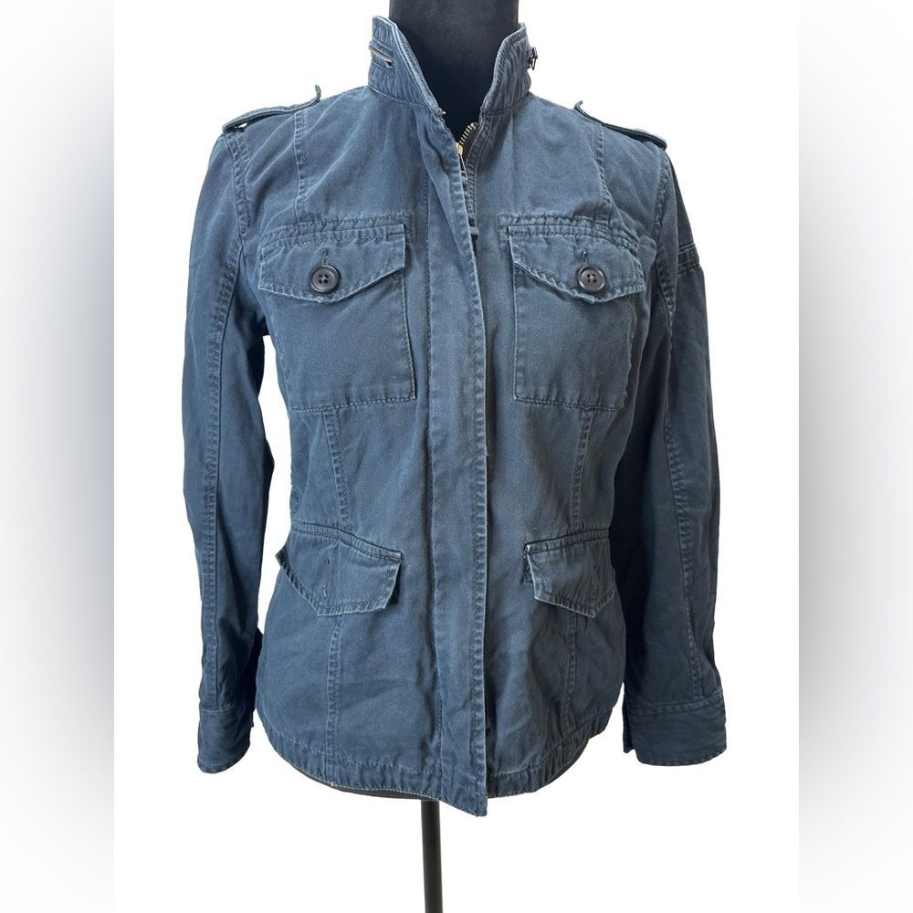 Abercrombie & Fitch Size SMALL Navy Cotton Cinch Waist Utility Jacket